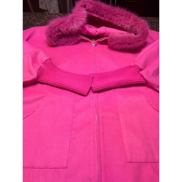 other Jackets & Blazers - Hot Pink Zip Up Jacket Faux Fur Trim on Hood Size 2XL Runs Big